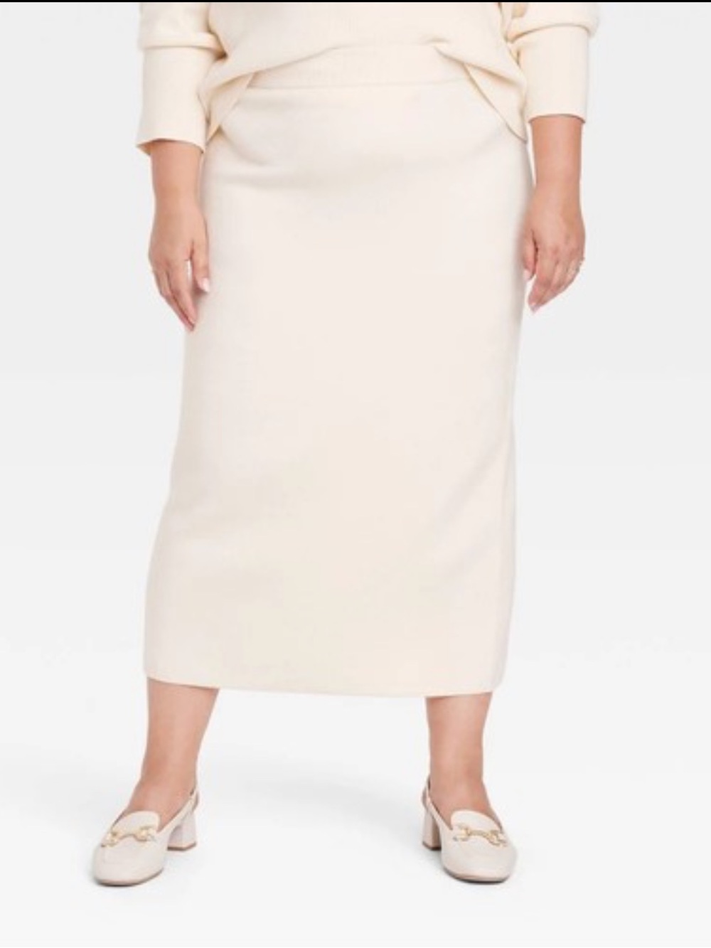 A New Day Cozy Cream Sweater Skirt